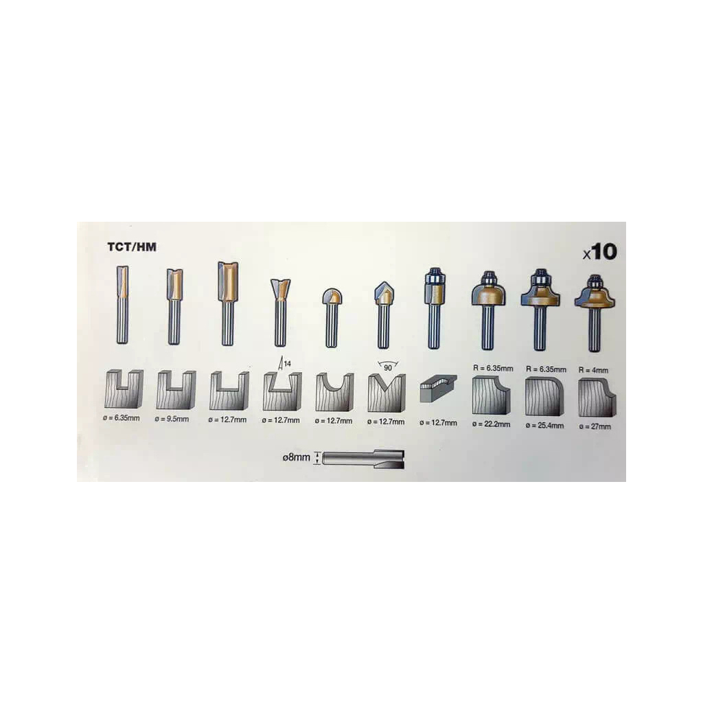 Набір фрез Stanley TCT 8 мм, 10 шт. (STA80020) - зображення 4