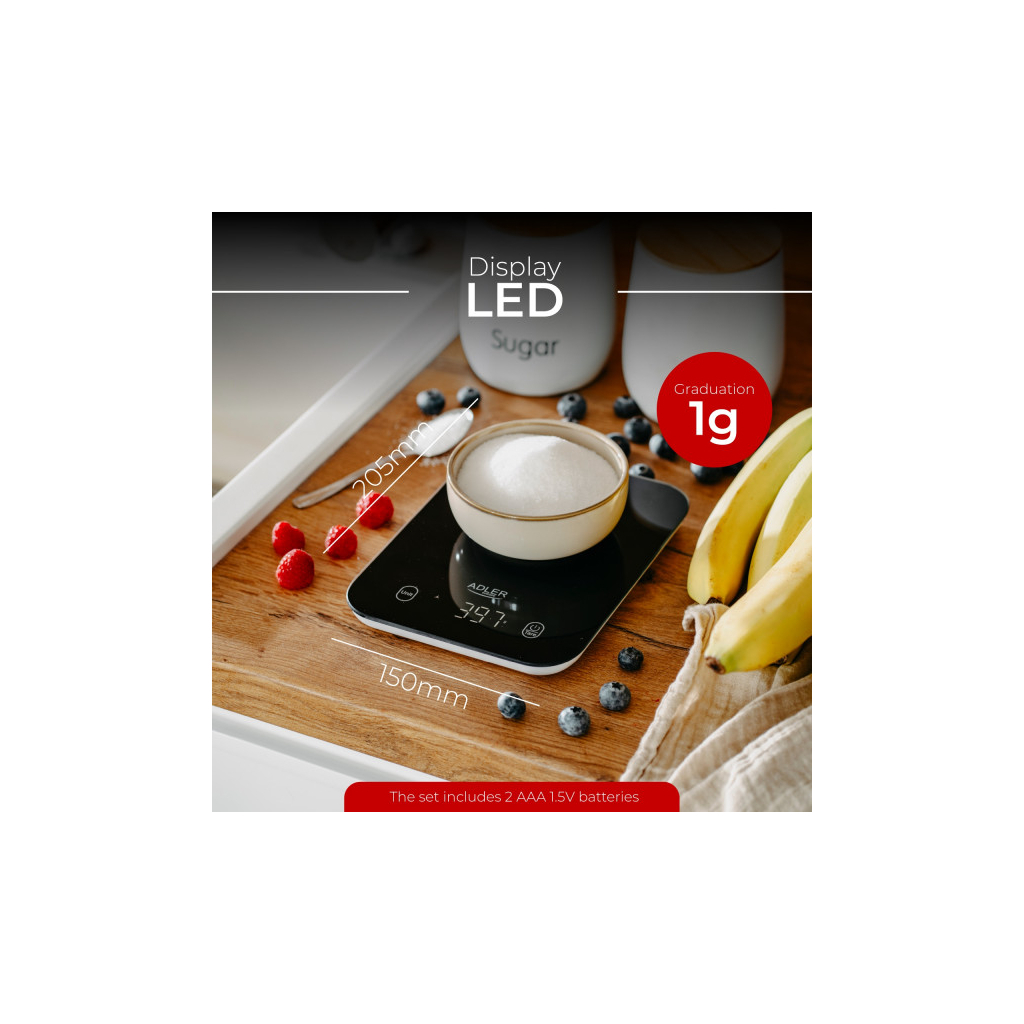 Ваги кухонні Adler AD 3181 black - picture 8