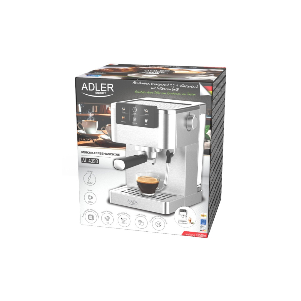 Ріжкова кавоварка еспресо Adler AD 4390 - зображення 8