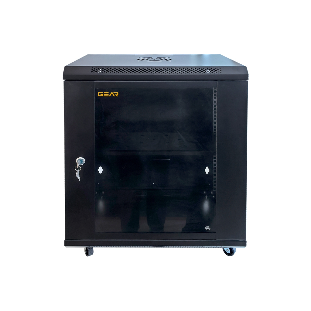 Шафа настінна GEAR 12U 19'' 600x600x600 мм, + полка 19", black (GWMSN-12U-600-600) - изображение 1