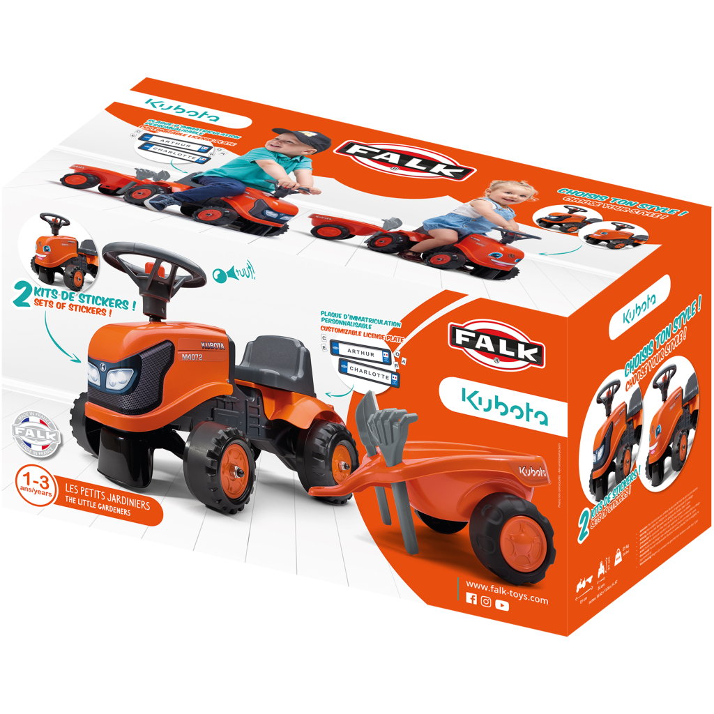 Чудомобіль Falk Kubota трактор з причепом Жовтогарячий (260C) - изображение 4