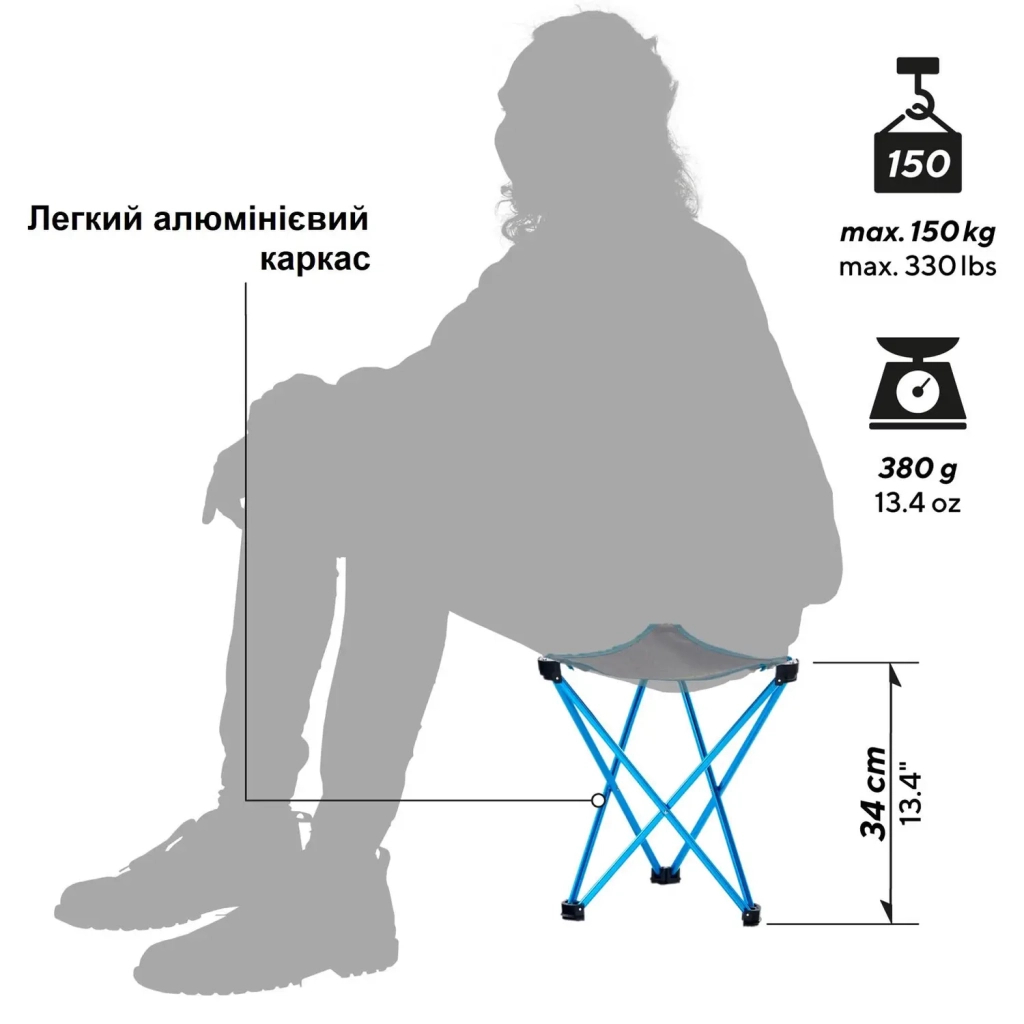 Стілець складаний Uquip Trinity L Grey (244033) - зображення 3