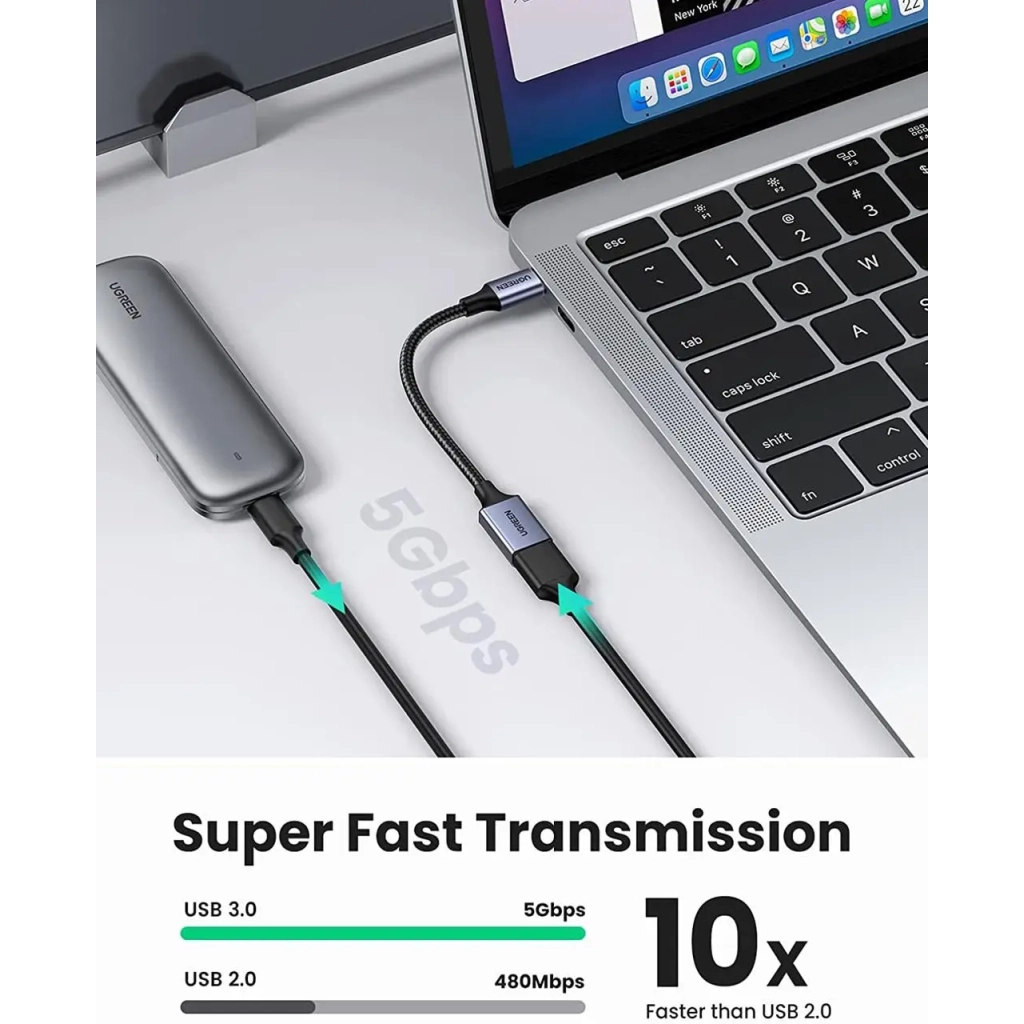 Перехідник OTG USB 3.0 AF to USB-C 0.1m US378 black Ugreen (70889) - зображення 5