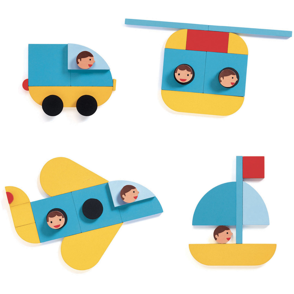 Настільна гра Djeco Набір дерев'яних геометричних фігур Ze Geo Vroom (DJ06436) - зображення 4