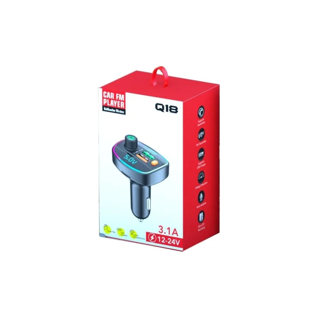 FM модулятор Voltronic Q19 з еквалайзером, 3.1A, USB, TF (FM-Q19EQ) - изображение 1