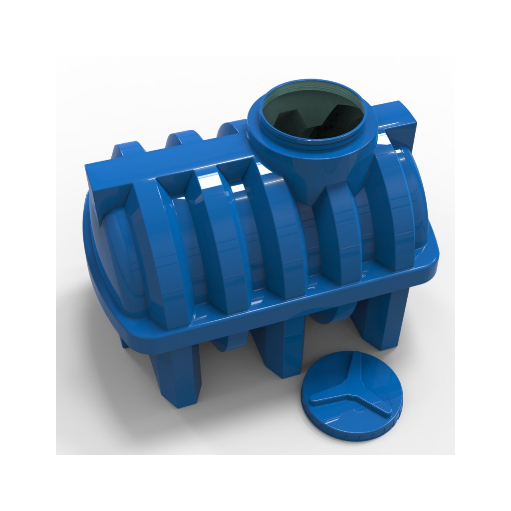 Ємність для води Євро Пласт горизонтальна харчова 500 л ребро синя (1447) - зображення 4