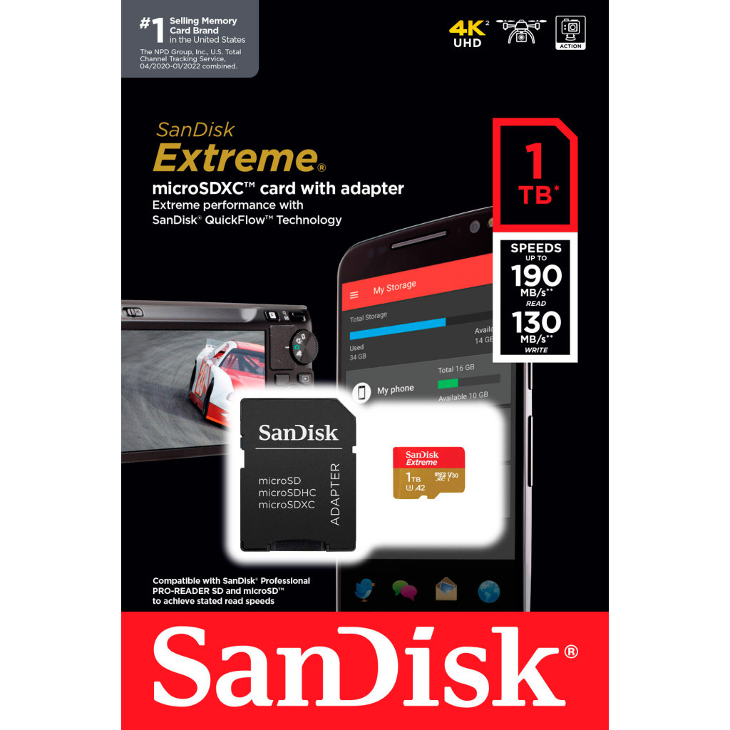 Карта пам'яті SanDisk 1TB microSD class 10 UHS-I U3 V30 Extreme (SDSQXAV-1T00-GN6MA) - изображение 5