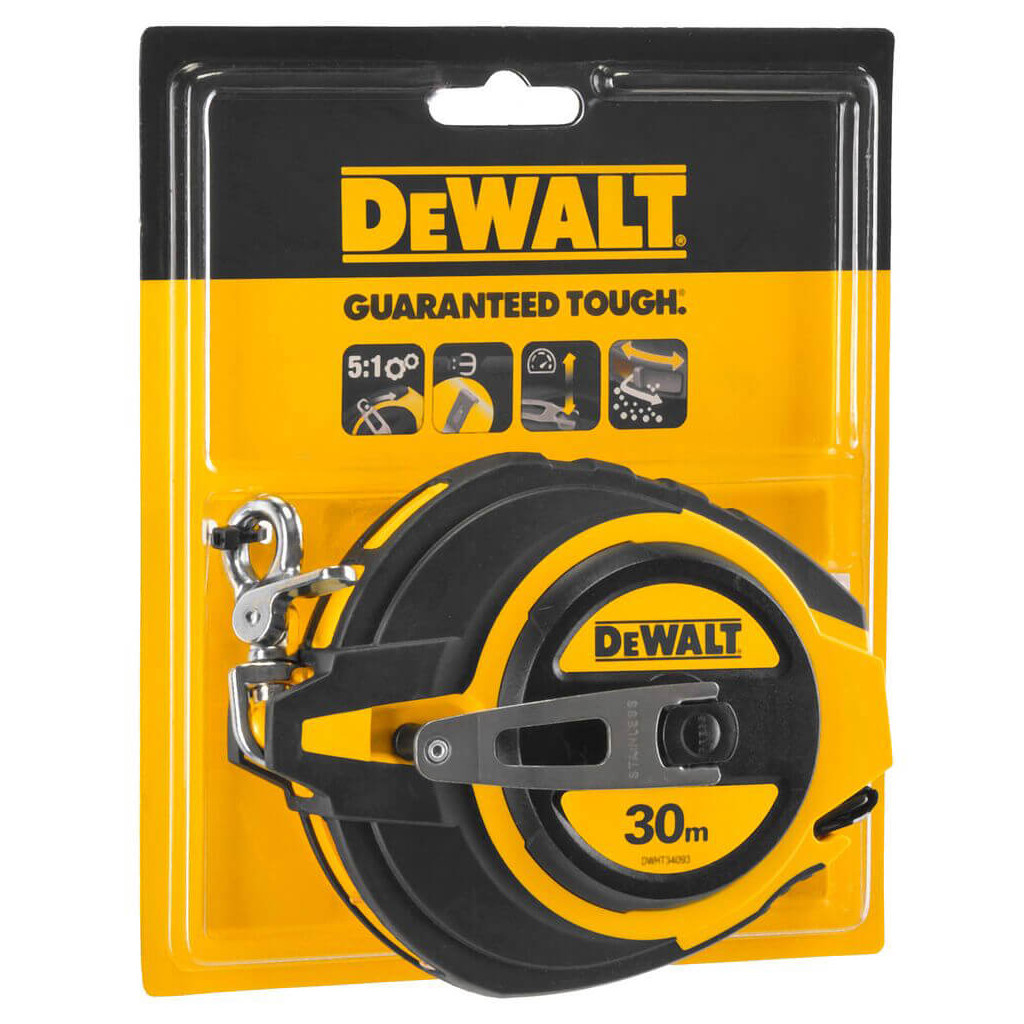 Рулетка DeWALT STEEL, 30 м х 10 мм, гумовий литий корпус (DWHT0-34093) - зображення 3