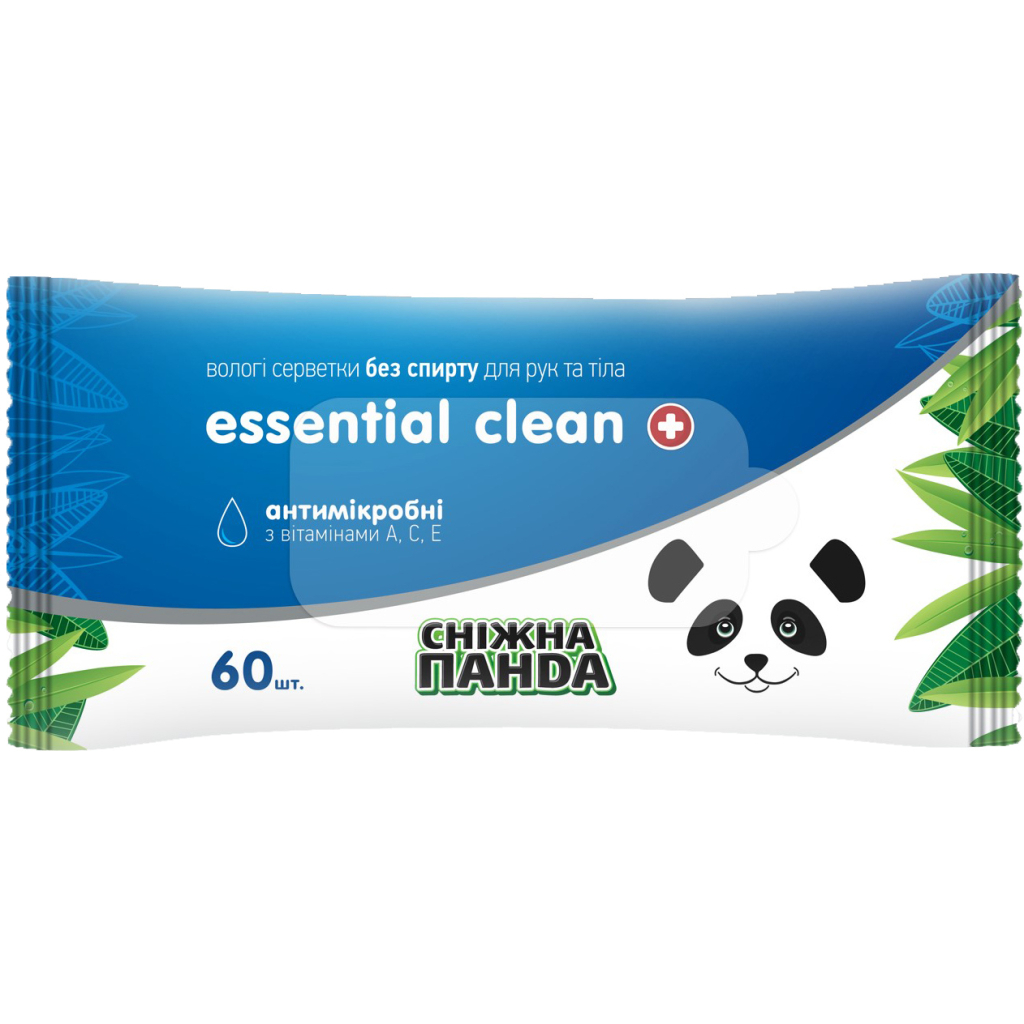 Вологі серветки Сніжна Панда Essential Clean Вітаміни 60 шт. (4820183970527) - зображення 1