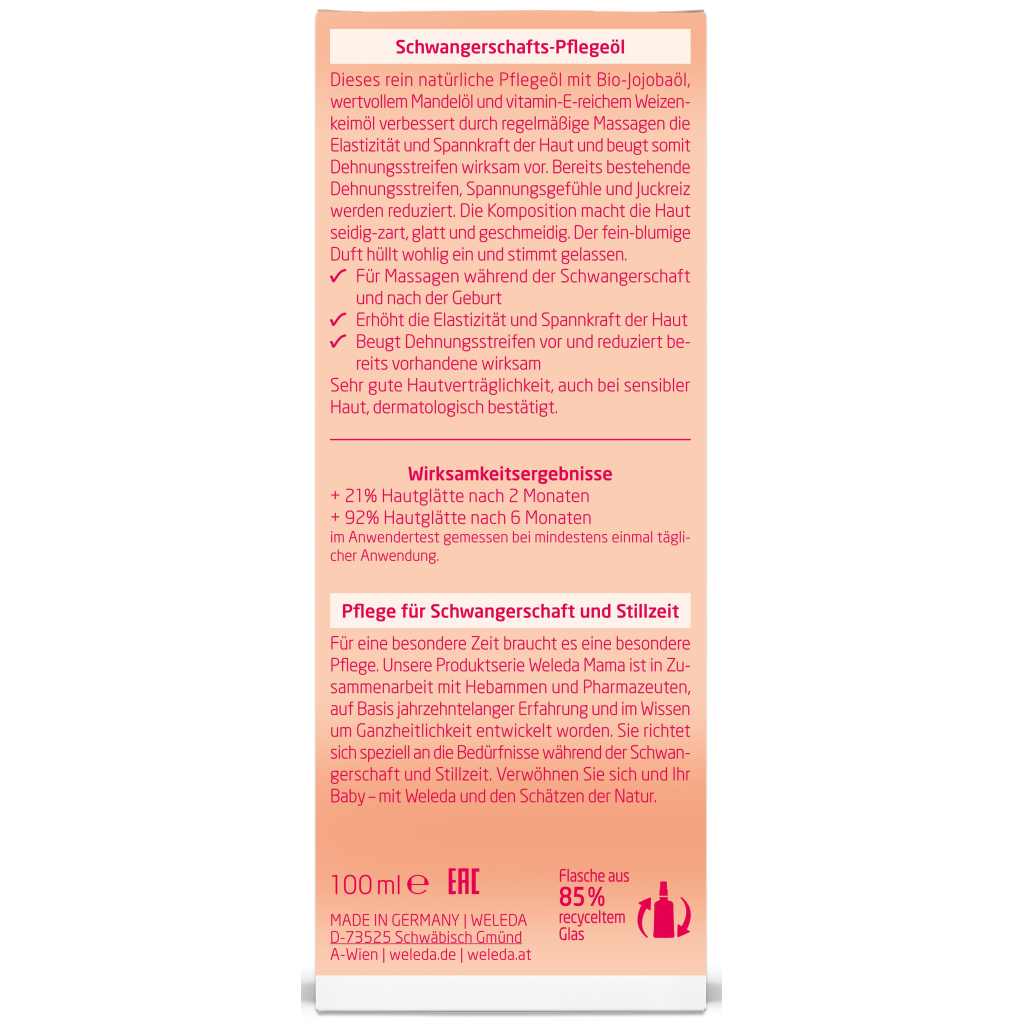Косметика для мам Weleda Олія для профілактики розтяжок 100 мл (4001638500777) - picture 3
