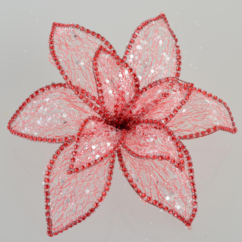 Ялинкова іграшка YES! Fun Квітка пуансетії Північне сяйво червона, 24*24см (750298) - зображення 1