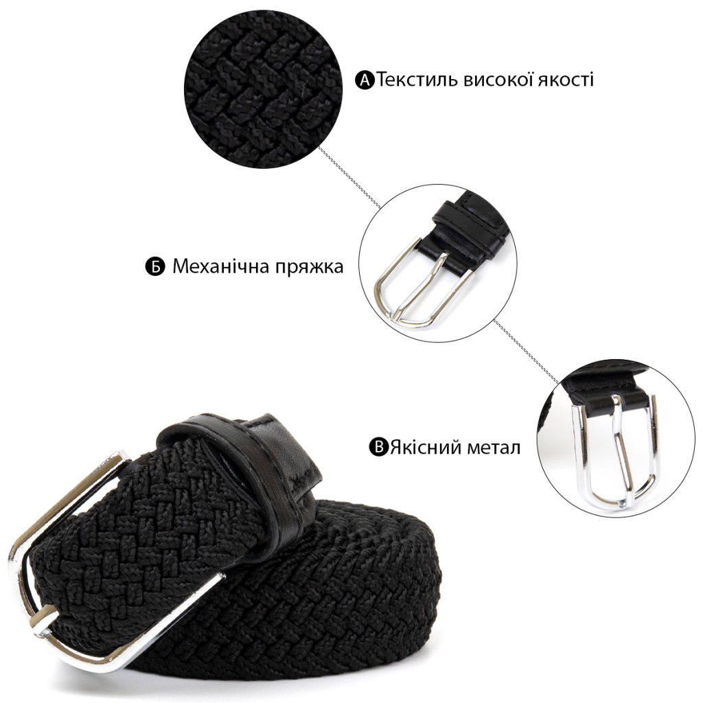 Ремінь Vintage Текстильний жіночий Чорний (20546) - зображення 4