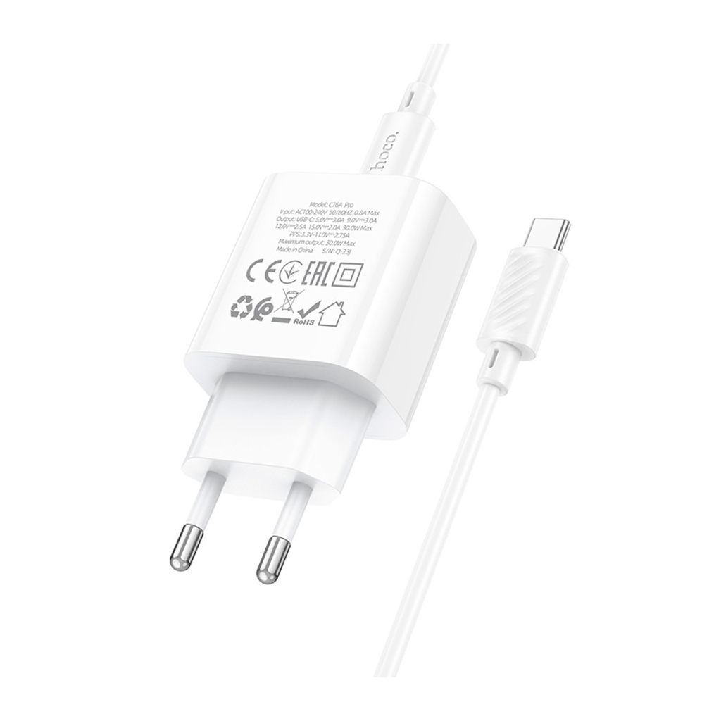 Зарядний пристрій HOCO C76A Pro Majestic USB-C PD30W + cable USB-C to USB-C White (6942007616324) - зображення 6