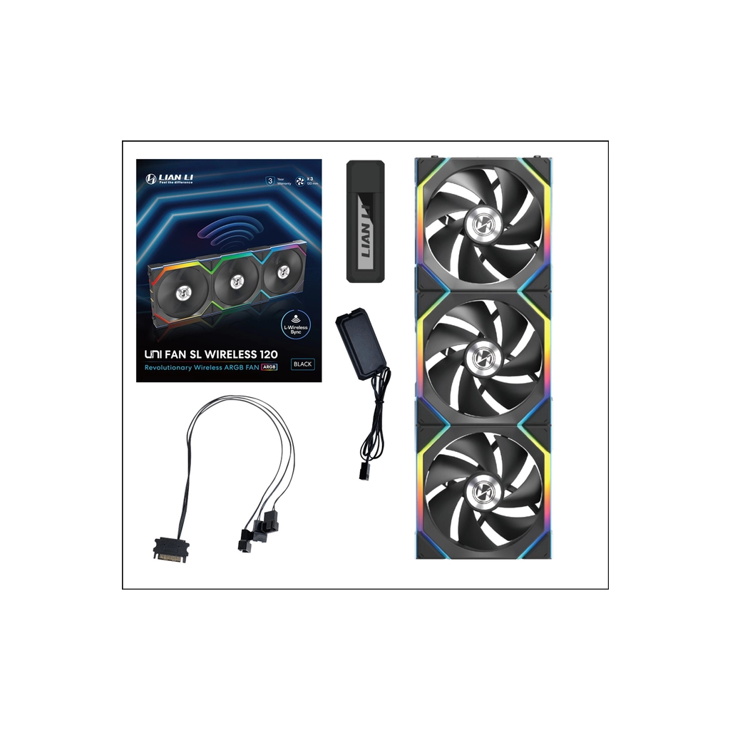 Кулер до корпусу Lian Li Uni Fan SL WIRELESS 120-3, Black (G99.12SL1W3B.00) - зображення 8