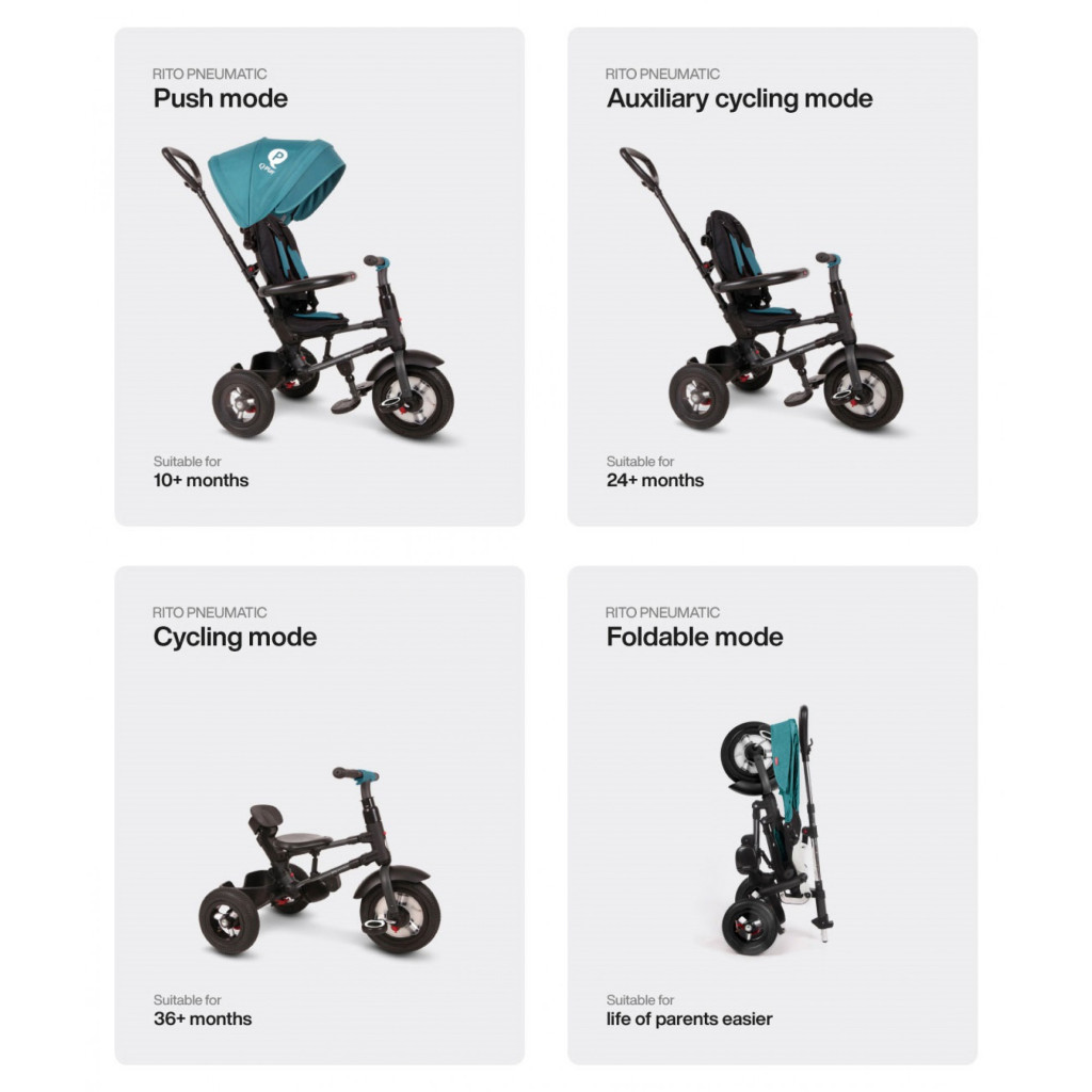 Дитячий велосипед QPlay Rito Rubber Blue складаний триколісний (S380-10BlueRubber) - зображення 7