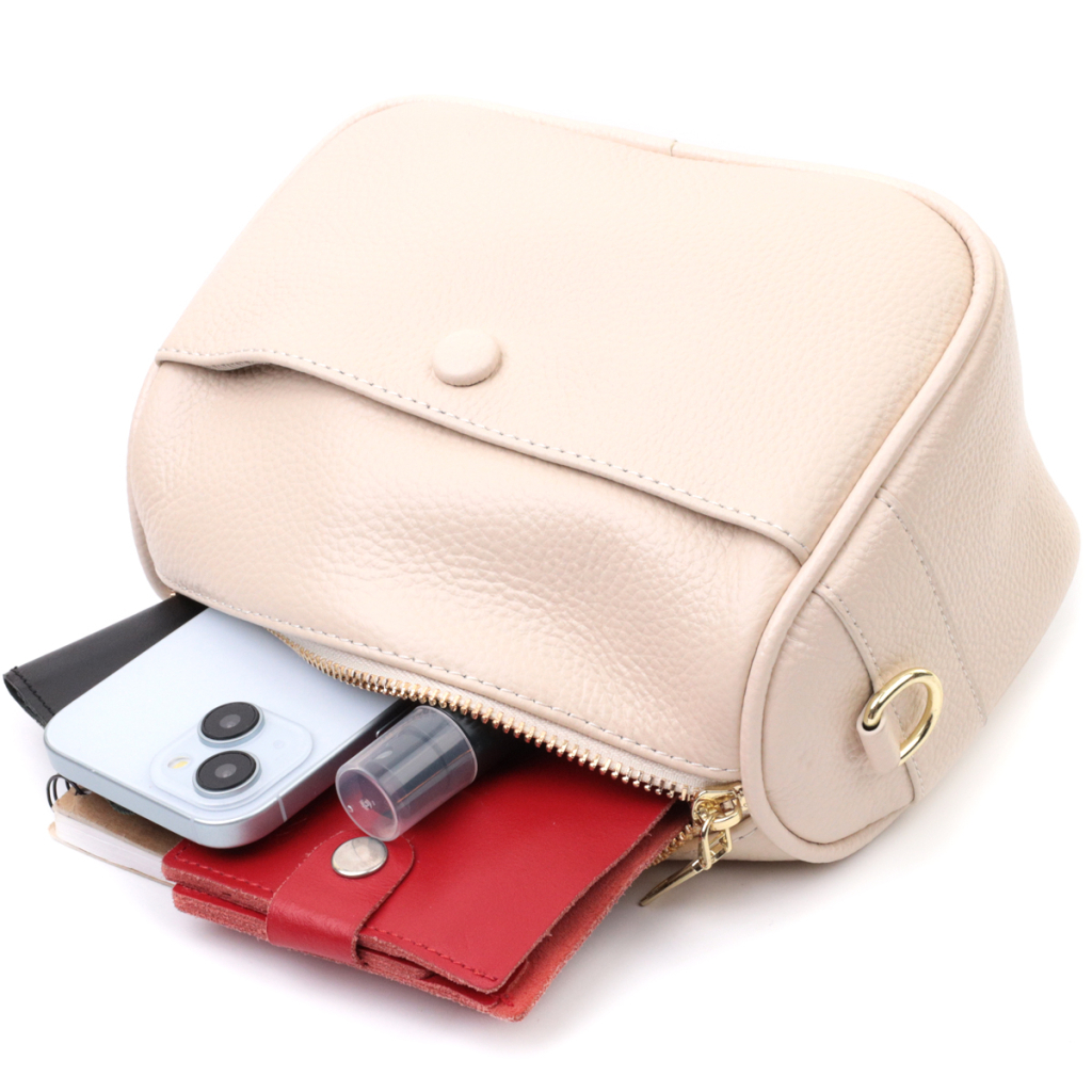 Сумка Vintage Компактна крос-боді жіноча з натуральної шкіри Біла (22591) - зображення 10