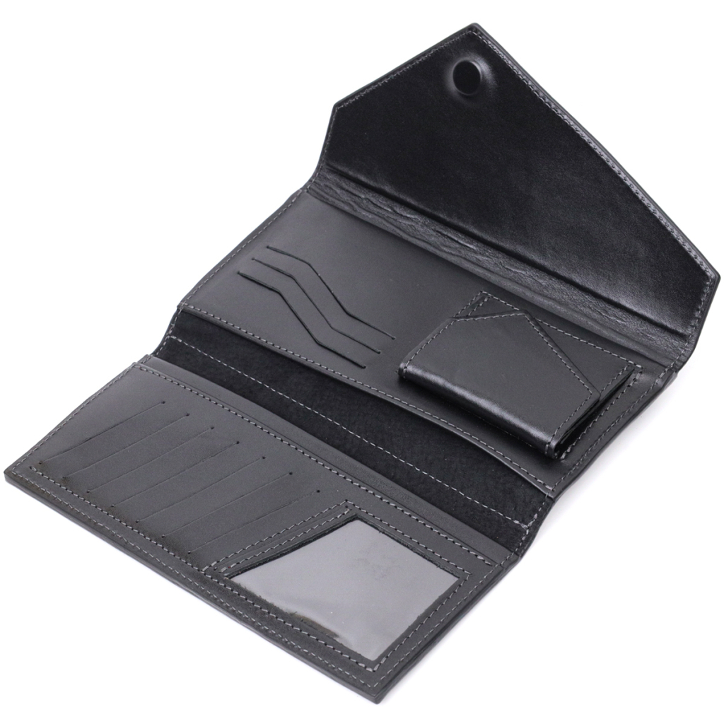 Гаманець Grande Pelle З монетницею зовні з натуральної шкіри Чорний (11646) - зображення 6