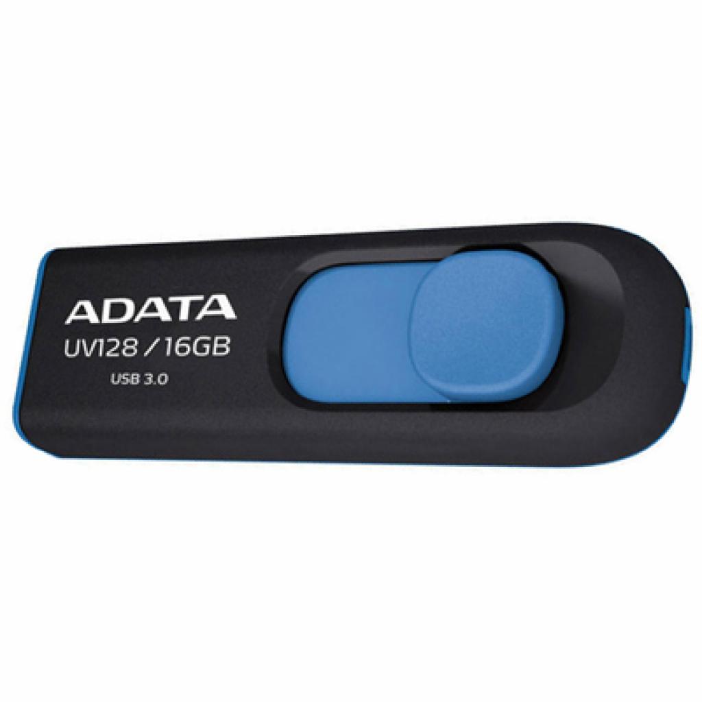 USB флеш накопичувач ADATA 16Gb UV128 black-blue USB 3.0 (AUV128-16G-RBE) - зображення 1