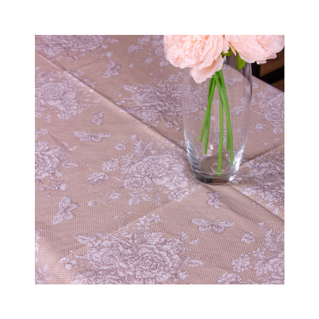 Скатертина MirSon Рогожа №207 Cream Flowers 130x180 см (2200006738008) - зображення 2