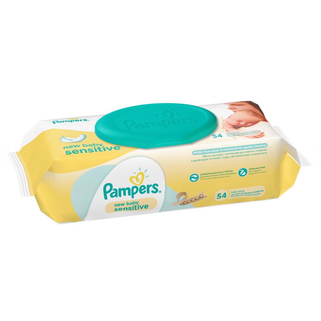 Дитячі вологі серветки Pampers New Baby Sensitive, 54 шт (4015400686101) - изображение 3