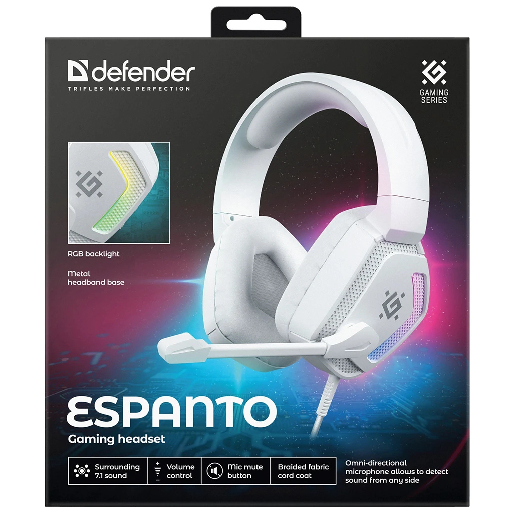 Навушники Defender Espanto RGB USB White (62470) - зображення 9