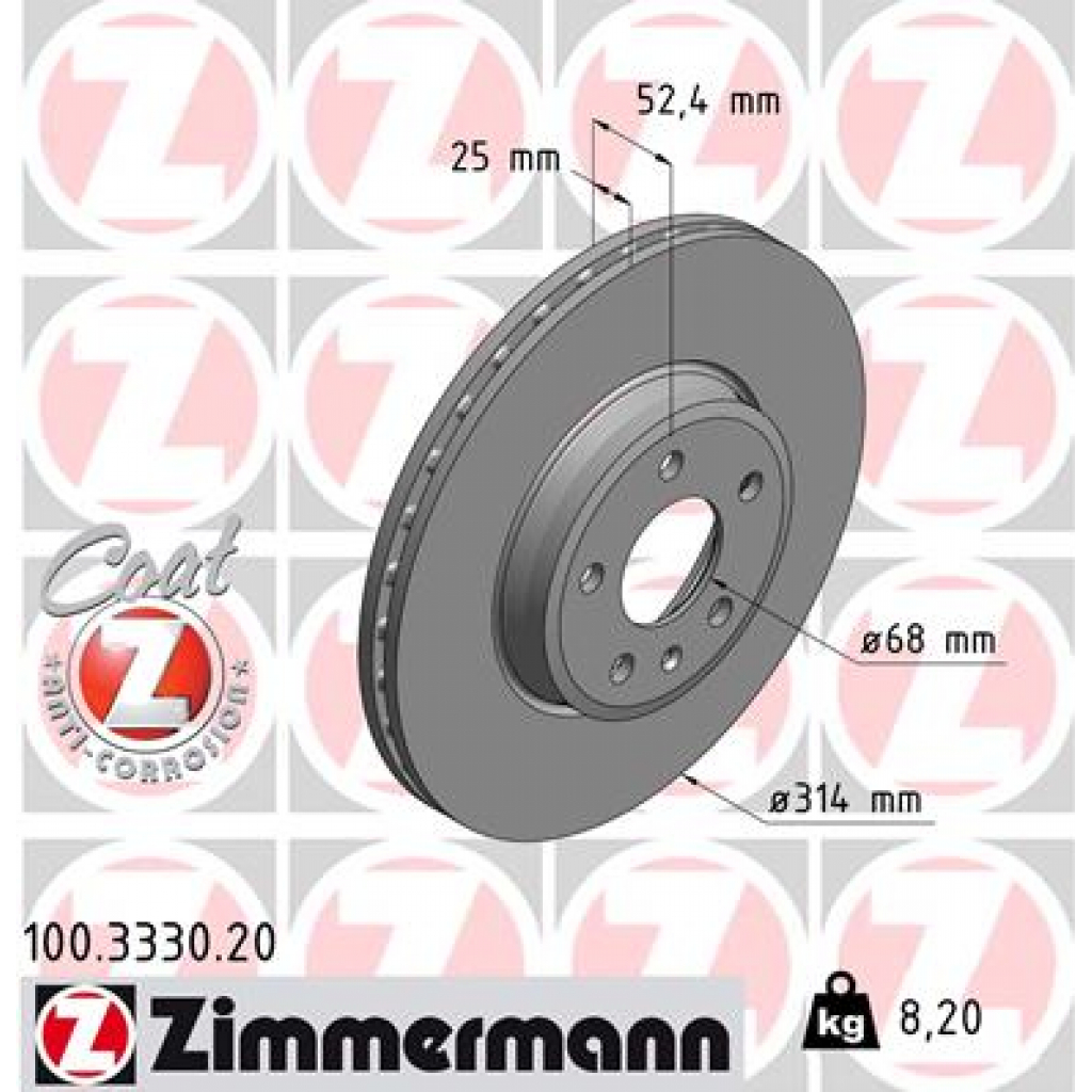 Гальмівний диск ZIMMERMANN 100.3330.20 - зображення 1
