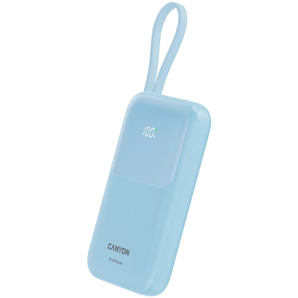 Батарея універсальна Canyon 10000mAh OnPower 101 PD/22.5W built-in cable Blue (CNS-CPB101BL) - зображення 2