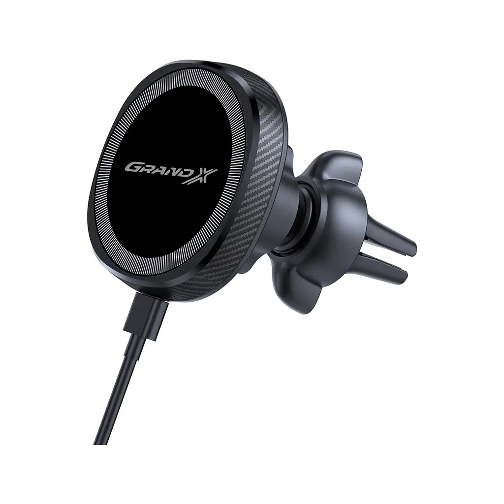Універсальний автотримач Grand-X MT-15W MagSafe з зарядкою 15W (кріплення на дефлектор) (MT-15W) - изображение 2