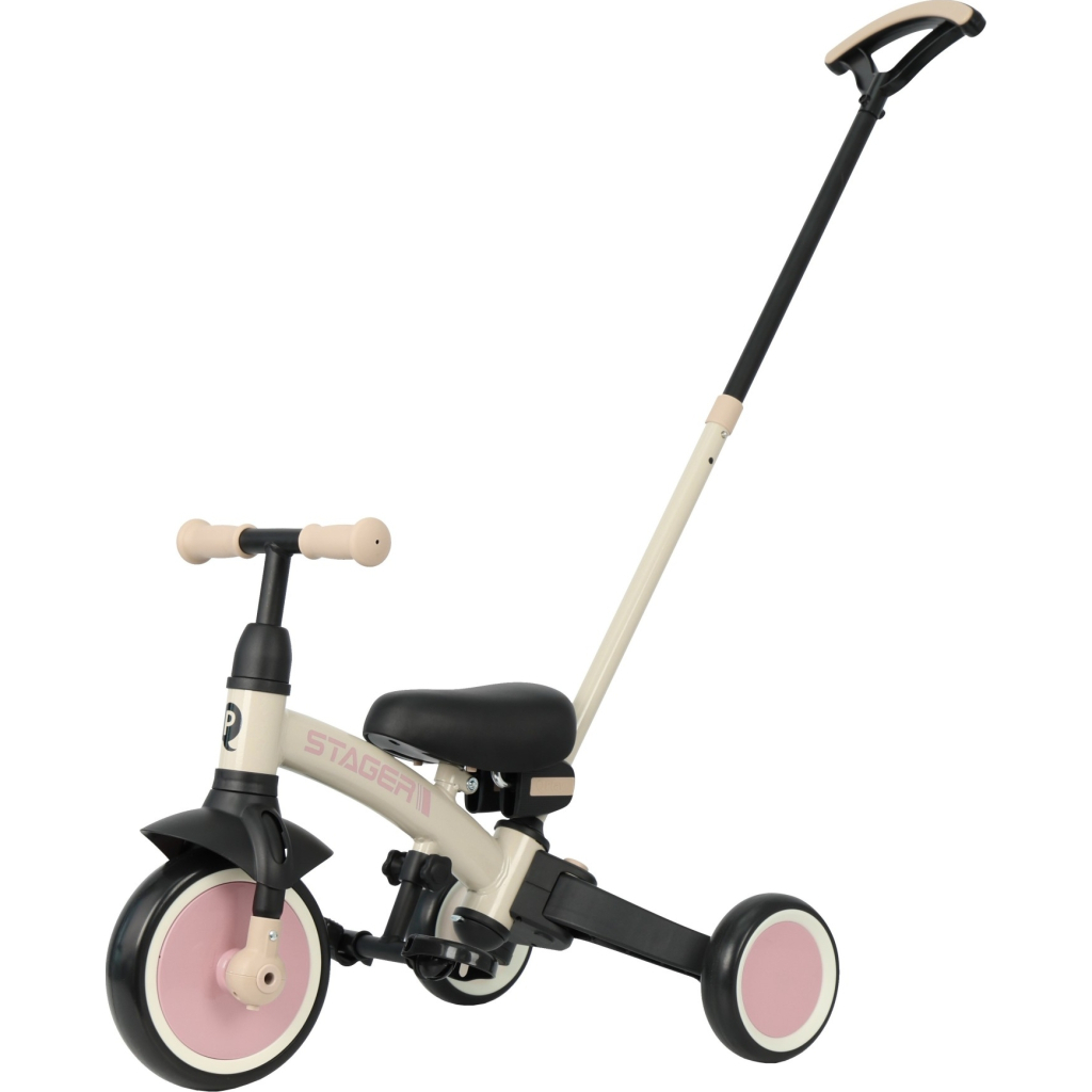 Дитячий велосипед QPlay Stager 3 в 1 з ручкою, біговел, Beige-Pink (T80STAGERBeigePink) - зображення 1
