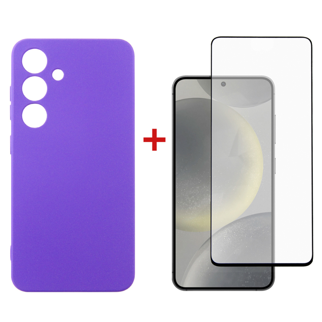 Чохол до мобільного телефона Dengos Samsung Galaxy S24 Carbon + glass Purple (DG-KM-102) - зображення 1