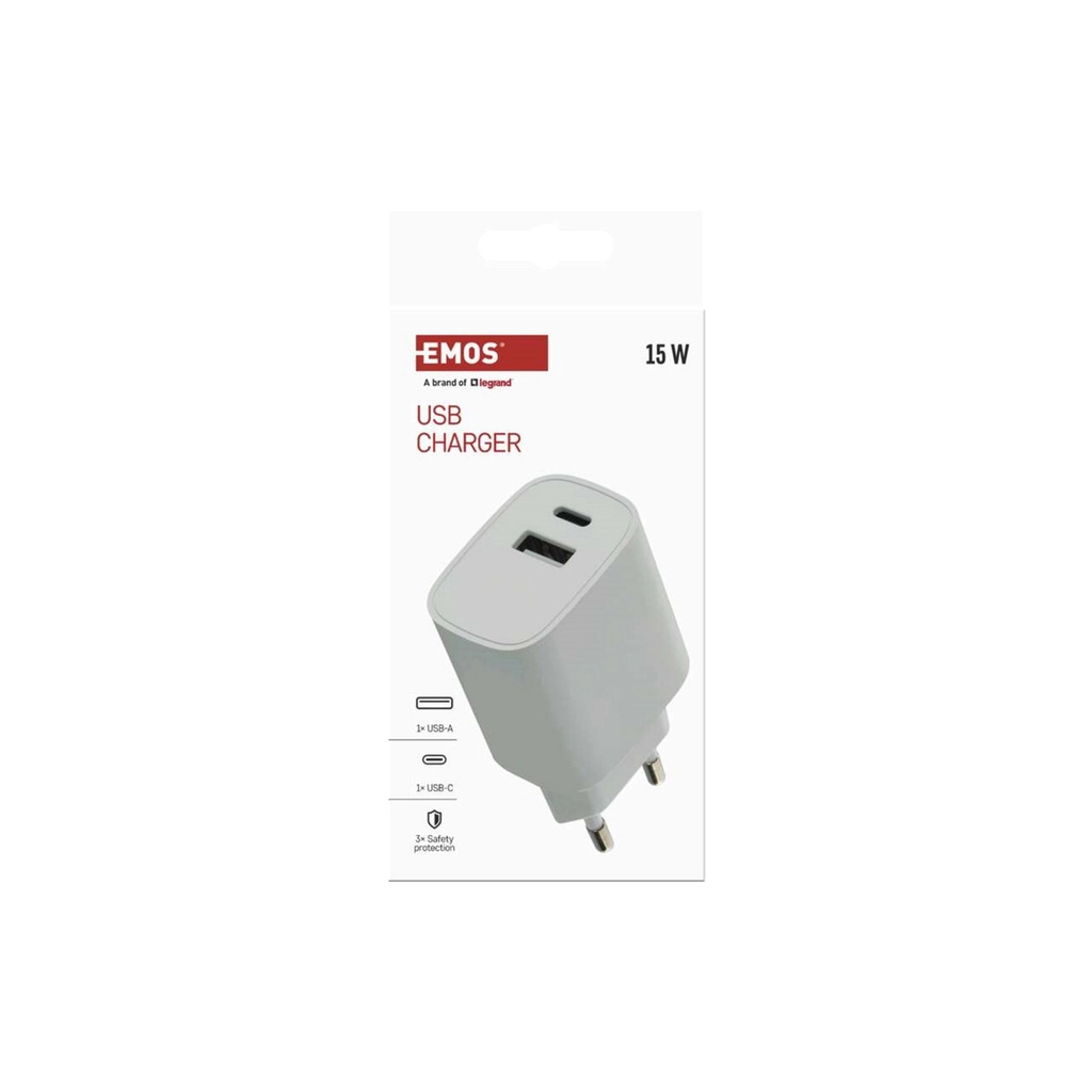 Зарядний пристрій EMOS V02B15 1xUSB-A + 1xUSB-C 15W GaN (V02B15) - изображение 8