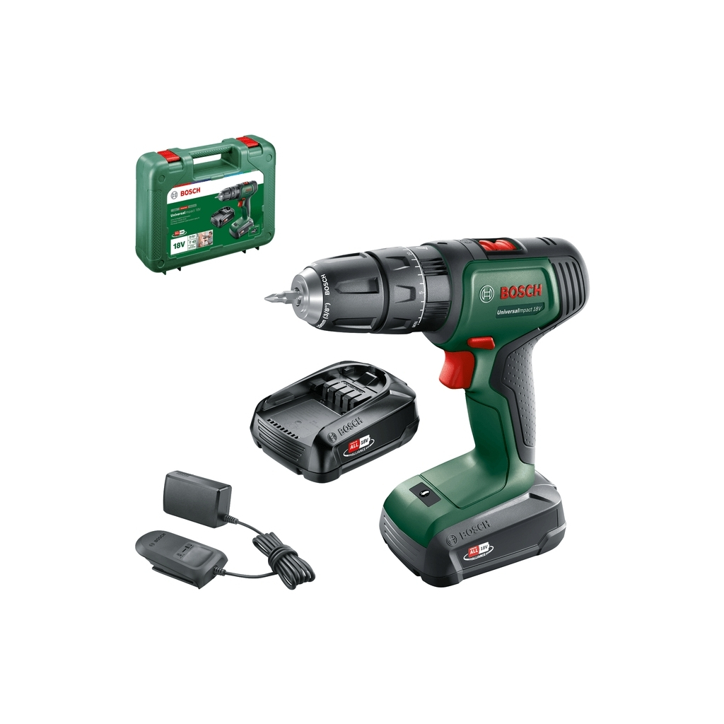 Шуруповерт Bosch UniversalImpact 18В 2х1.5Агод 20Нм 0-4400-1450обхв кейс ЗП 1.3кг (0.603.9D4.102) - зображення 2
