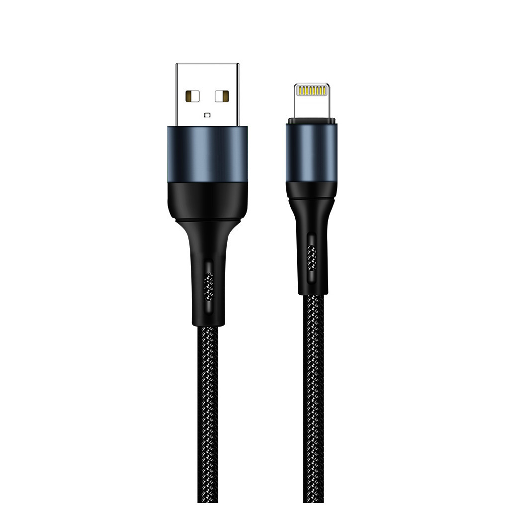 Дата кабель USB 2.0 AM to Lightning 1.0m nylon black ColorWay (CW-CBUL045-BK) - зображення 4