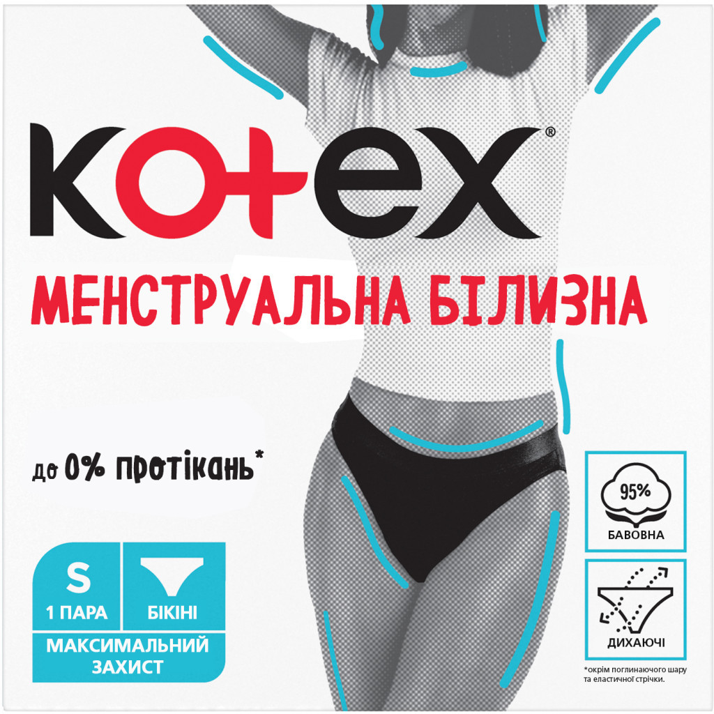 Гігієнічні прокладки Kotex Менструальна білизна Розмір S 1 шт. (5029053590219) - зображення 1