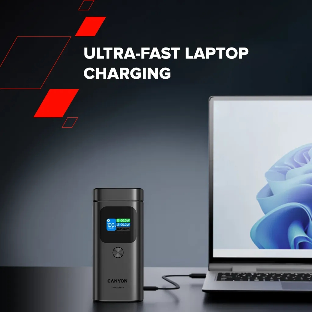 Батарея універсальна Canyon 15000mAh OnPower 150 Qi2 magnetic Grey (CNS-CPB150DG) - изображение 10