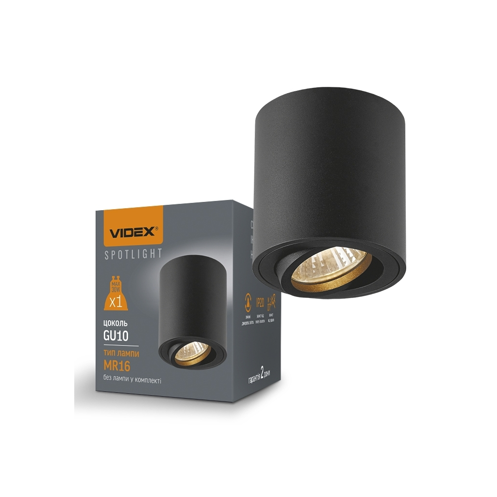 Світильник точковий Videx під лампу GU10 накладний Чорний (VL-SPF12A-B) - изображение 3