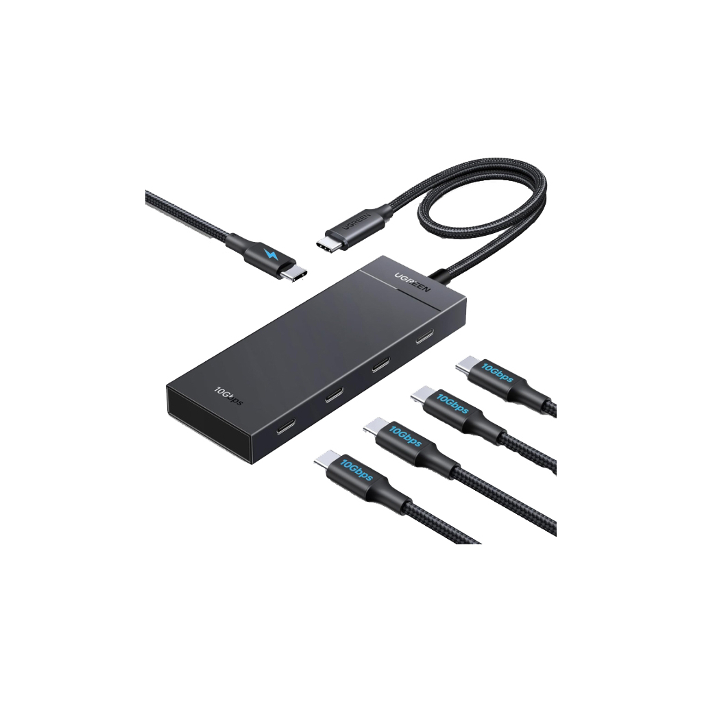 Концентратор Ugreen USB-C to 4xUSB-C 3.2 Gen2 10Gbps + PD CM806 black (55334) - зображення 1