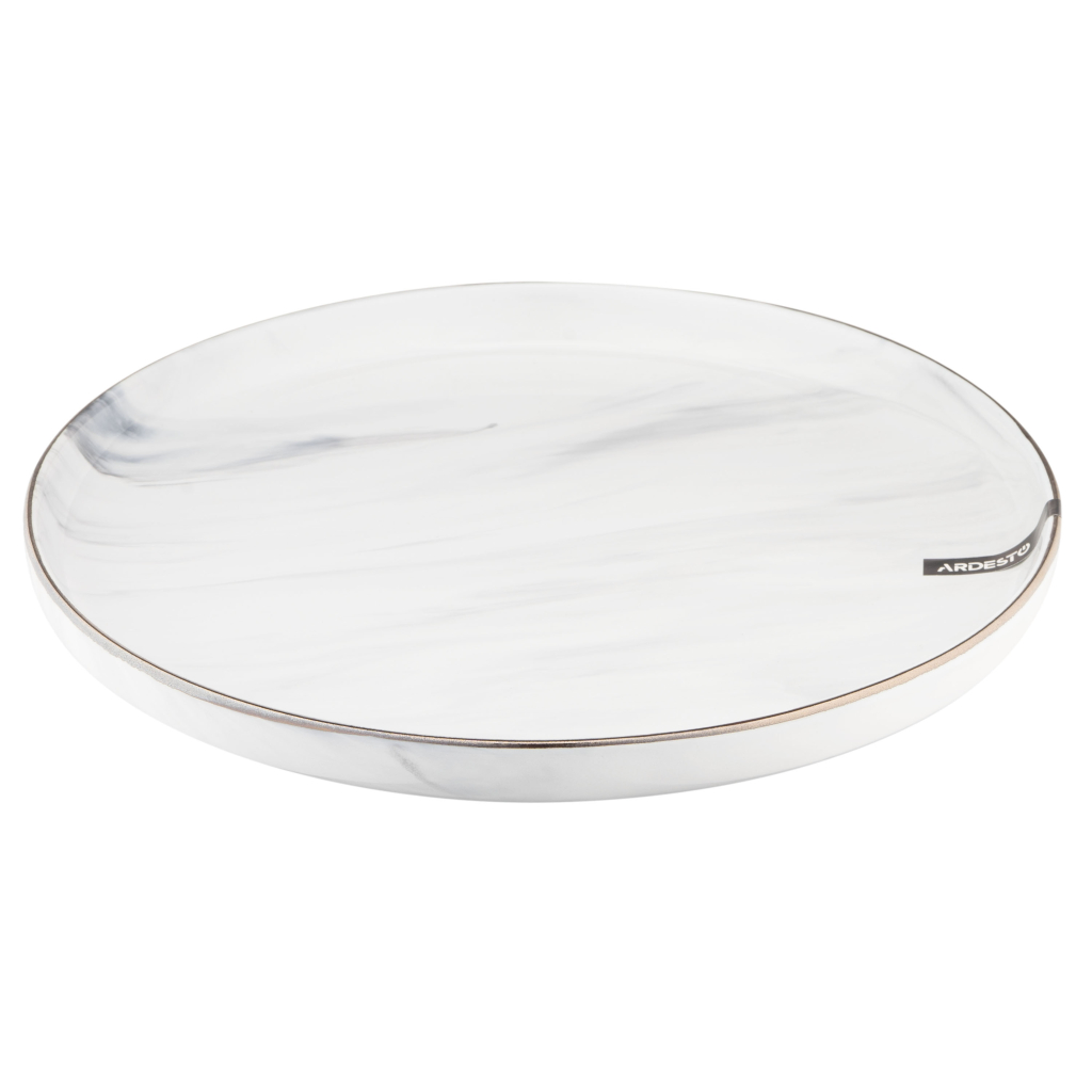 Тарілка Ardesto Marmo, 27см, кераміка, білий (AR2927MRW) - зображення 4