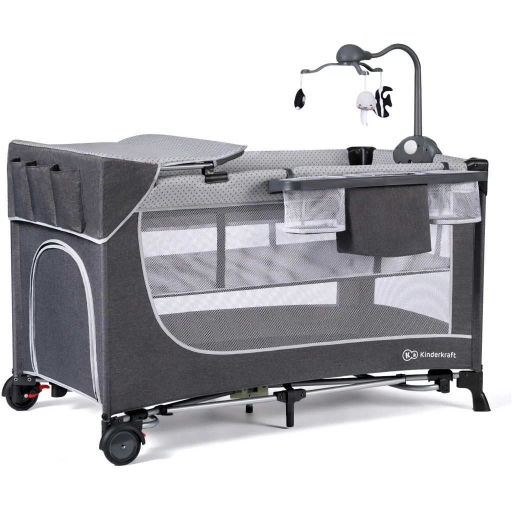 Дитячий манеж Kinderkraft кровать Leody с пеленатором Grey (5902533917952) - зображення 3