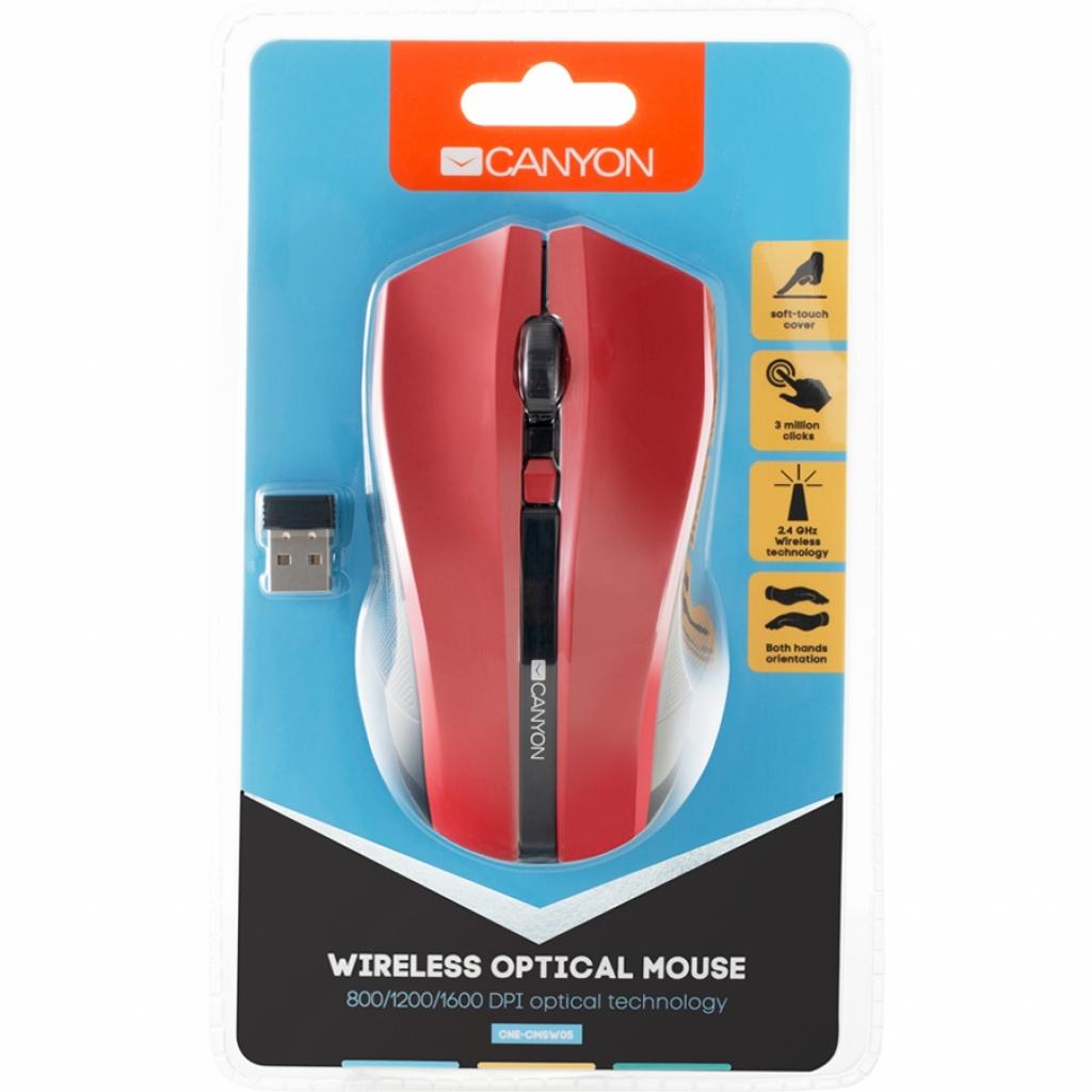 Мишка Canyon MW-5 Wireless Red (CNE-CMSW05R) - зображення 5