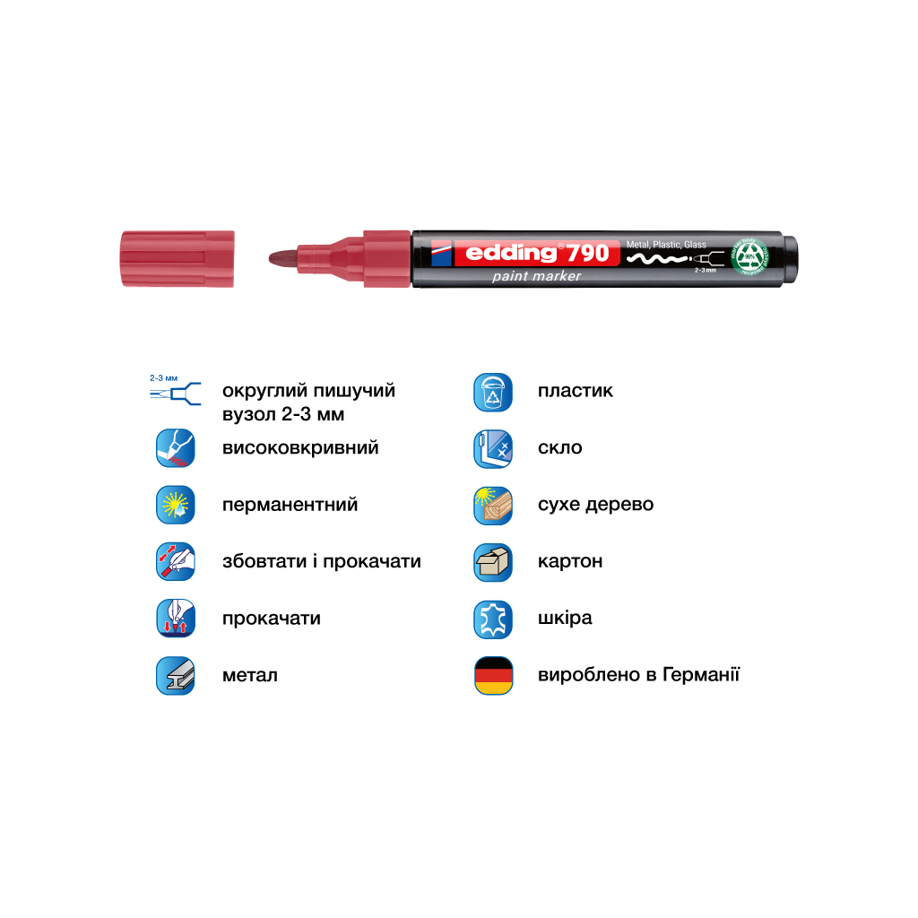 Маркер Edding Paint e-790 2-3 мм круглий рожевий (e-790/09n) - зображення 2