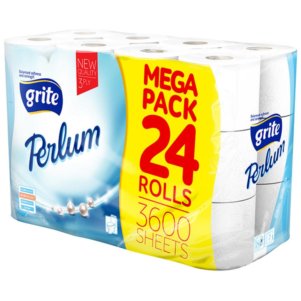 Туалетний папір Grite Perlum 3 шари 150 відривів 24 шт (4770023347852) - зображення 1