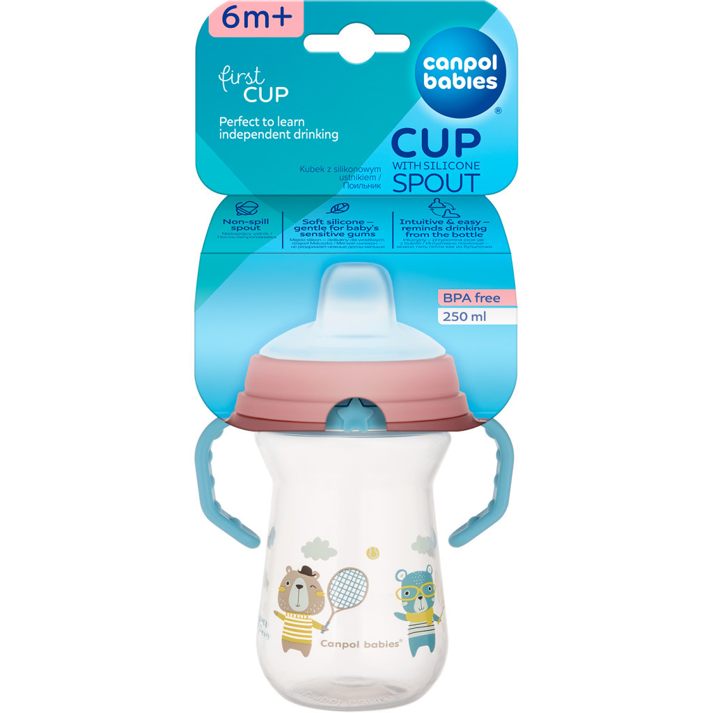 Поїльник-непроливайка Canpol babies Bonjour Paris з силіконовим носиком FirstCup 150 мл Блакитна (56/612_blu) - зображення 4