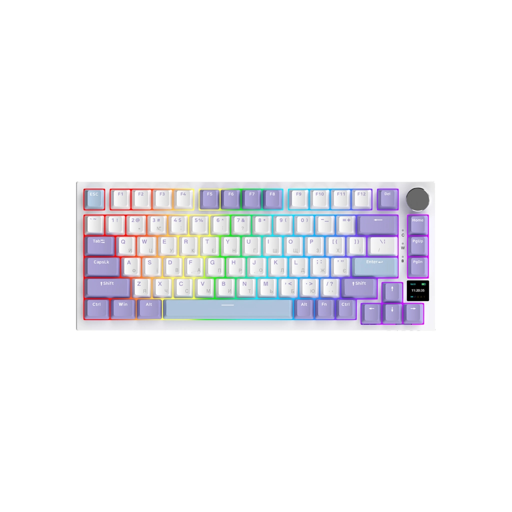 Клавіатура Ajazz AK820 Pro Flying Fish Switch Purple RGB USB/Wireless/Bluetooth UA Purple (AK820PRO-FF-PWB) - зображення 2