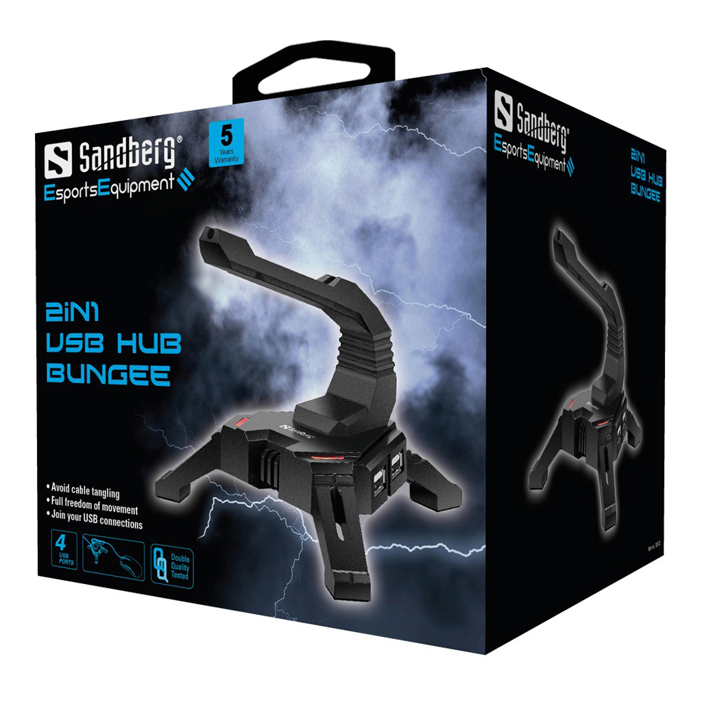 Концентратор Sandberg 2in1 USB Hub Bungee 4 port USB 2.0 AF (133-92) - зображення 2