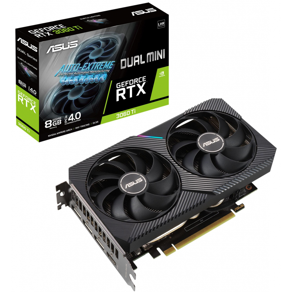 Відеокарта ASUS GeForce RTX3060Ti 8Gb DUAL MINI V2 LHR (DUAL-RTX3060TI-8G-MINI-V2) - зображення 1