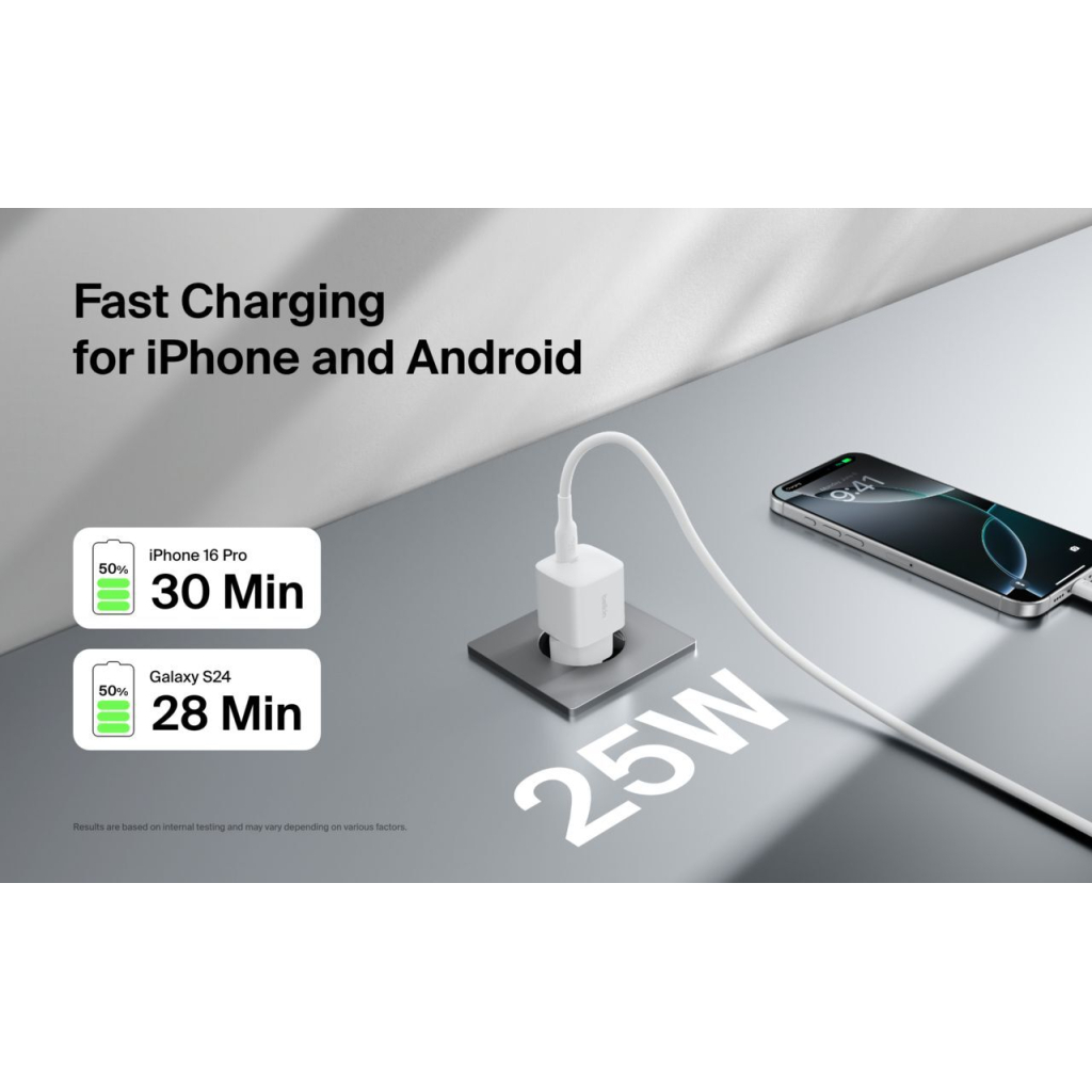 Зарядний пристрій Belkin USB-C PD25W PPS white (WCA012KQWH) - зображення 6