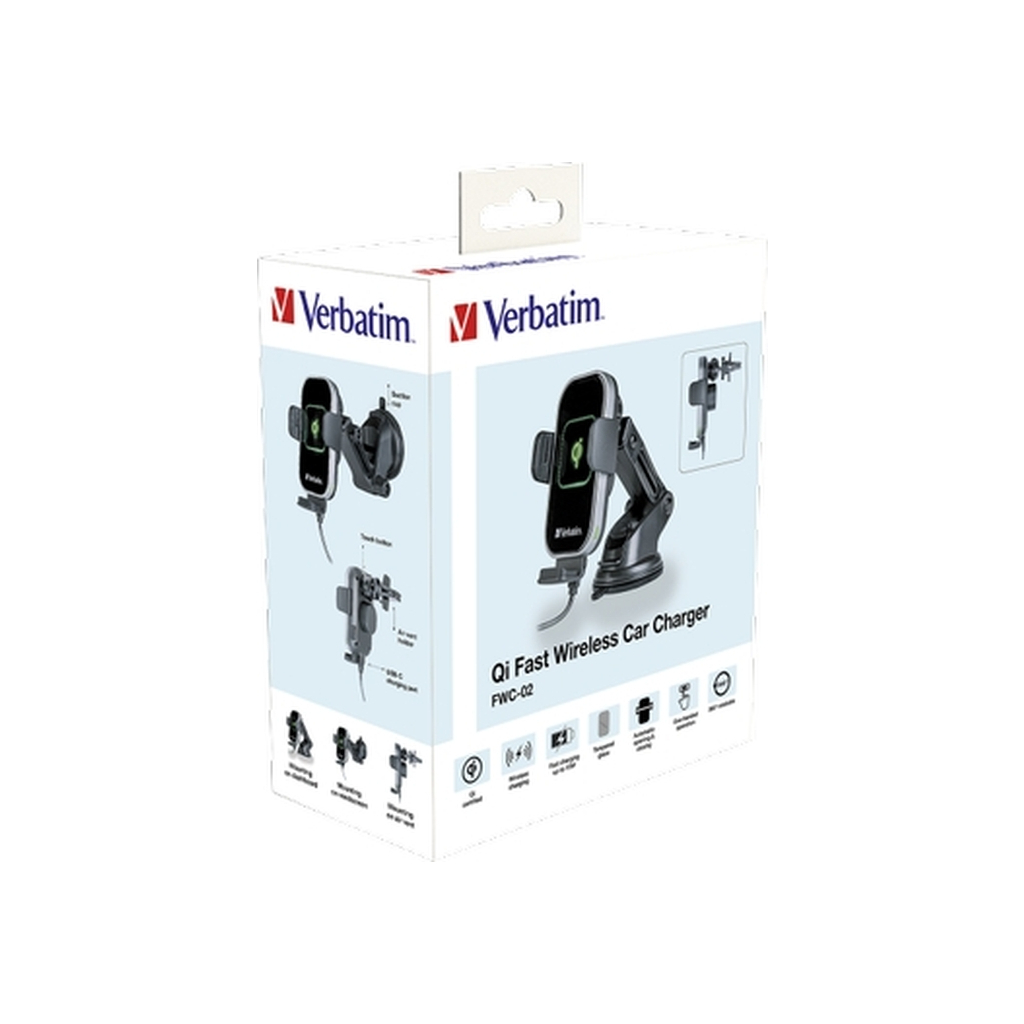 Універсальний автотримач Verbatim FWC-02 with Qi Fast Wireless Car Charger (49553) - зображення 11