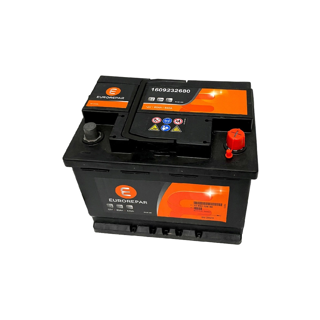 Акумулятор автомобільний EUROREPAR 60Ah 540A R+ (1609232680) - зображення 1