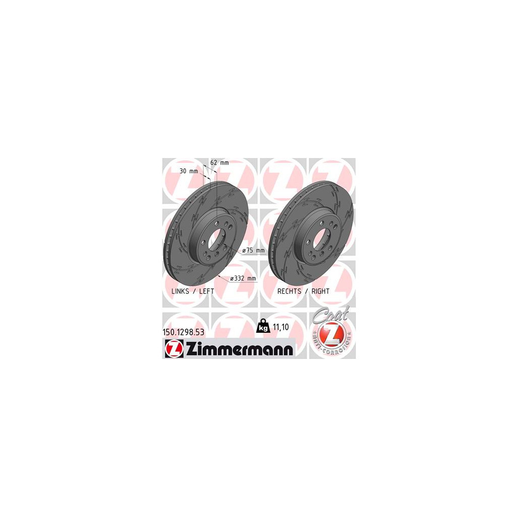Гальмівний диск ZIMMERMANN 150.1298.53 - зображення 1